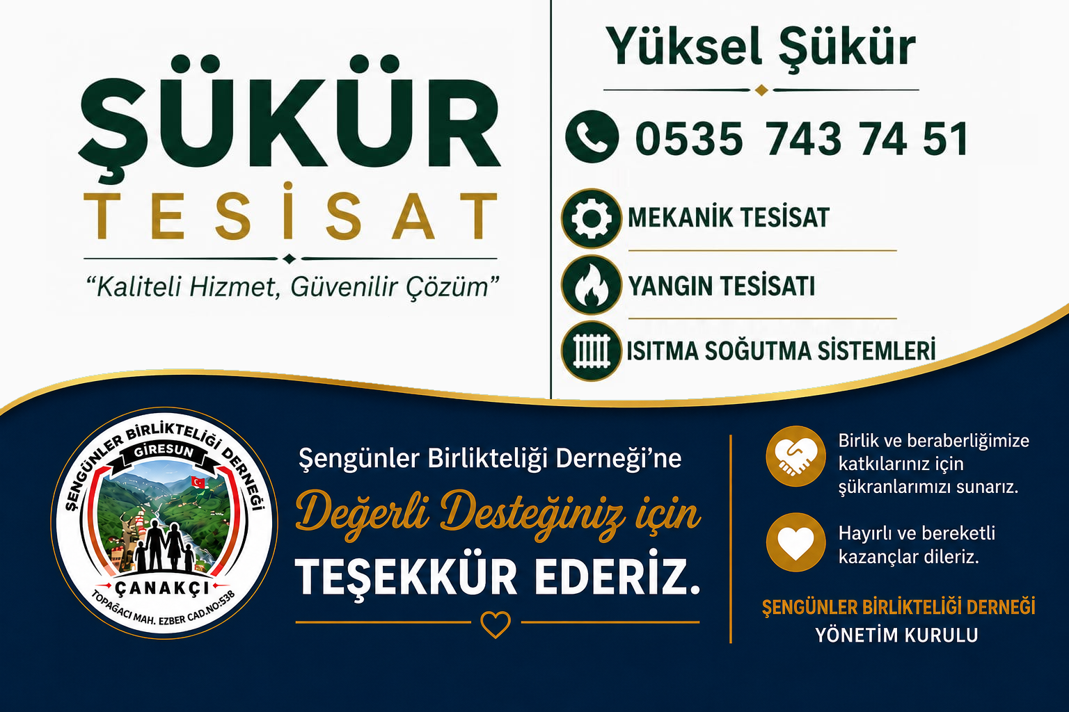 Yüksel Şükür Ailesine Teşekkürler